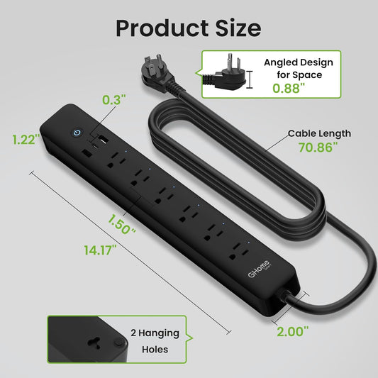 Wi‑Fi Smart Power Strip 💡🏠 Control Outlets & USB Remotely | Voice Assistant Compatible